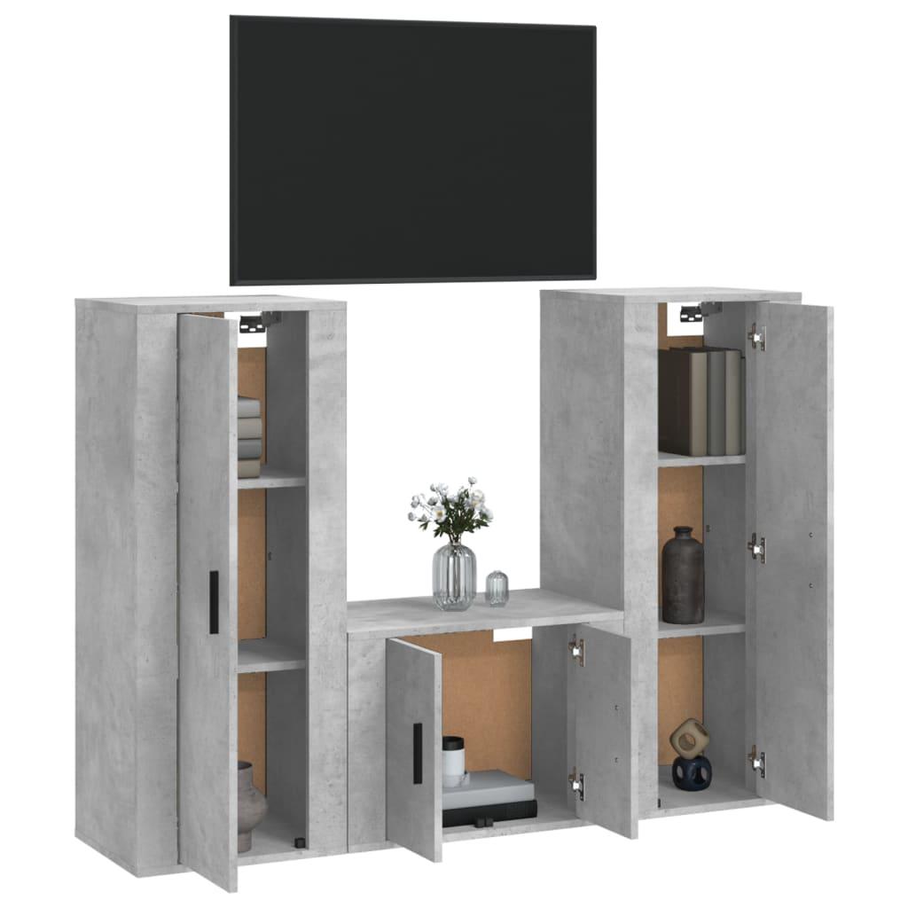 3 Piece TV Cabinet Set Concrete Grey Engineered Wood