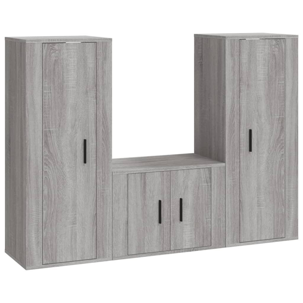 3 Piece TV Cabinet Set Grey Sonoma Engineered Wood