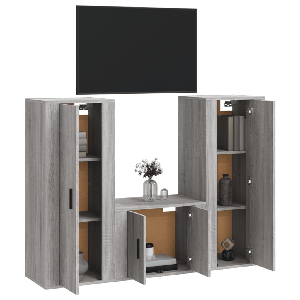 3 Piece TV Cabinet Set Grey Sonoma Engineered Wood