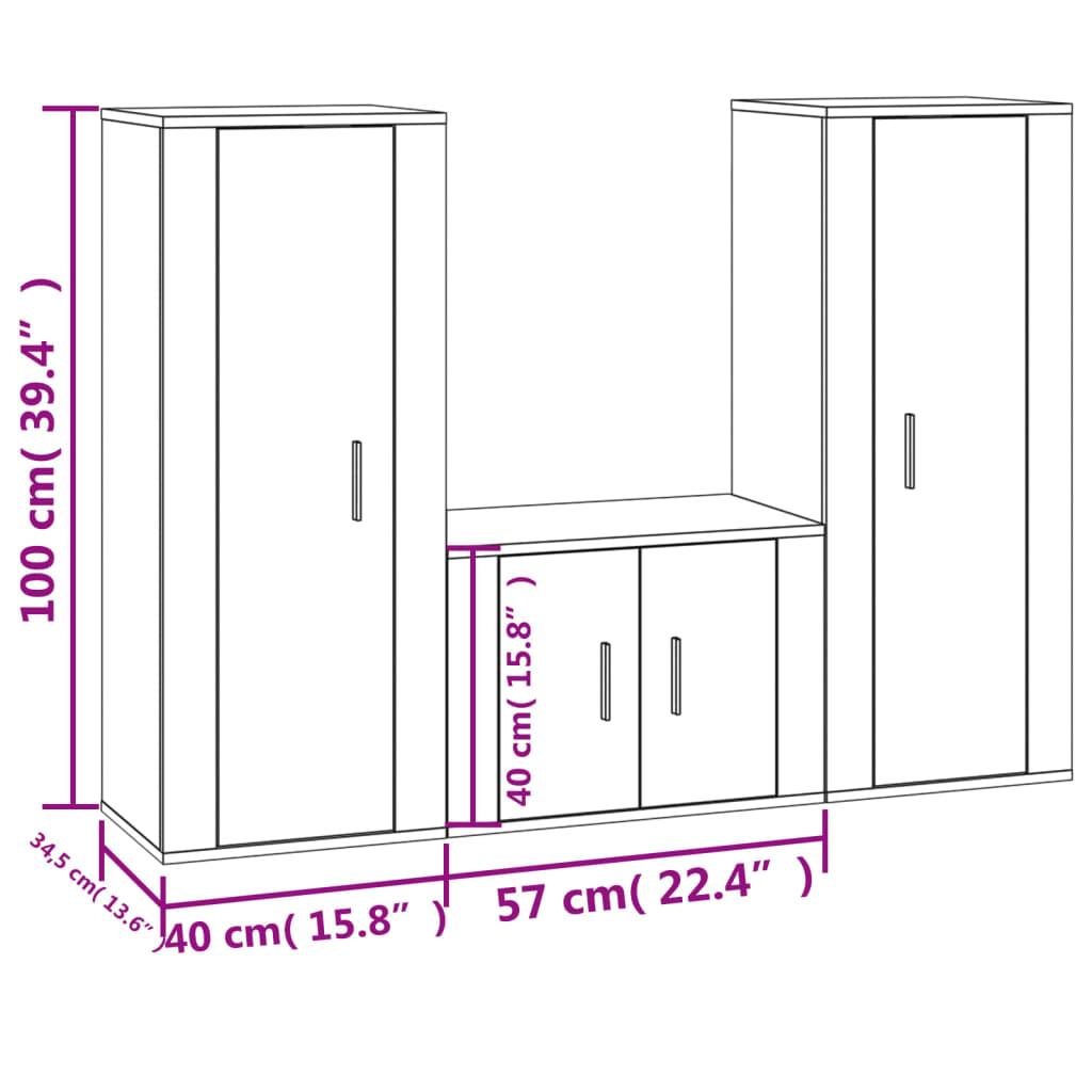 3 Piece TV Cabinet Set Grey Sonoma Engineered Wood