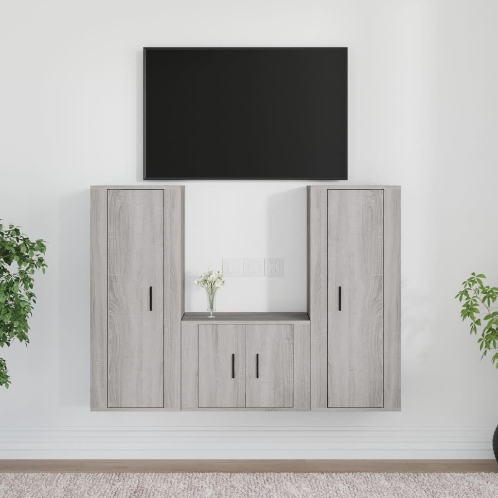 3 Piece TV Cabinet Set Grey Sonoma Engineered Wood