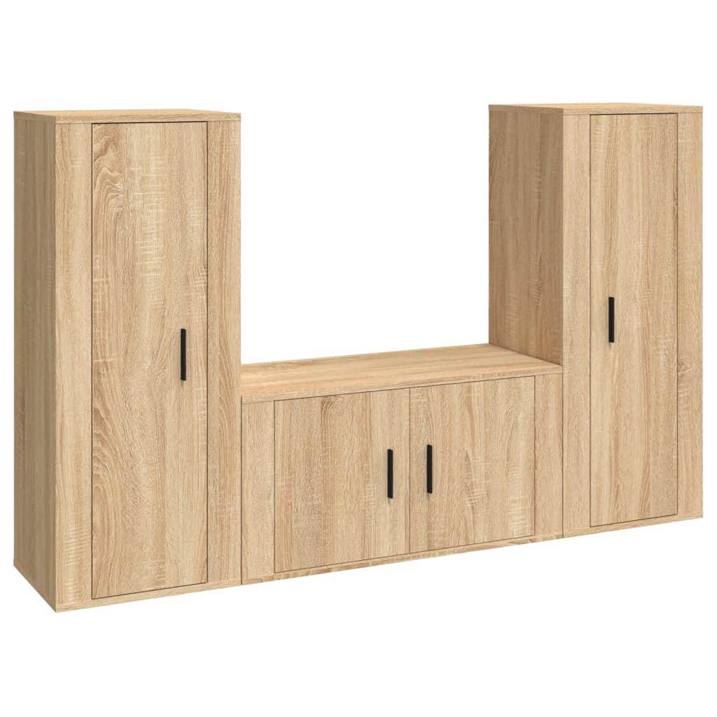 3 Piece TV Cabinet Set Sonoma Oak Engineered Wood