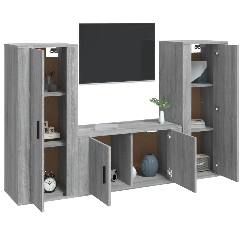 3 Piece TV Cabinet Set Grey Sonoma Engineered Wood