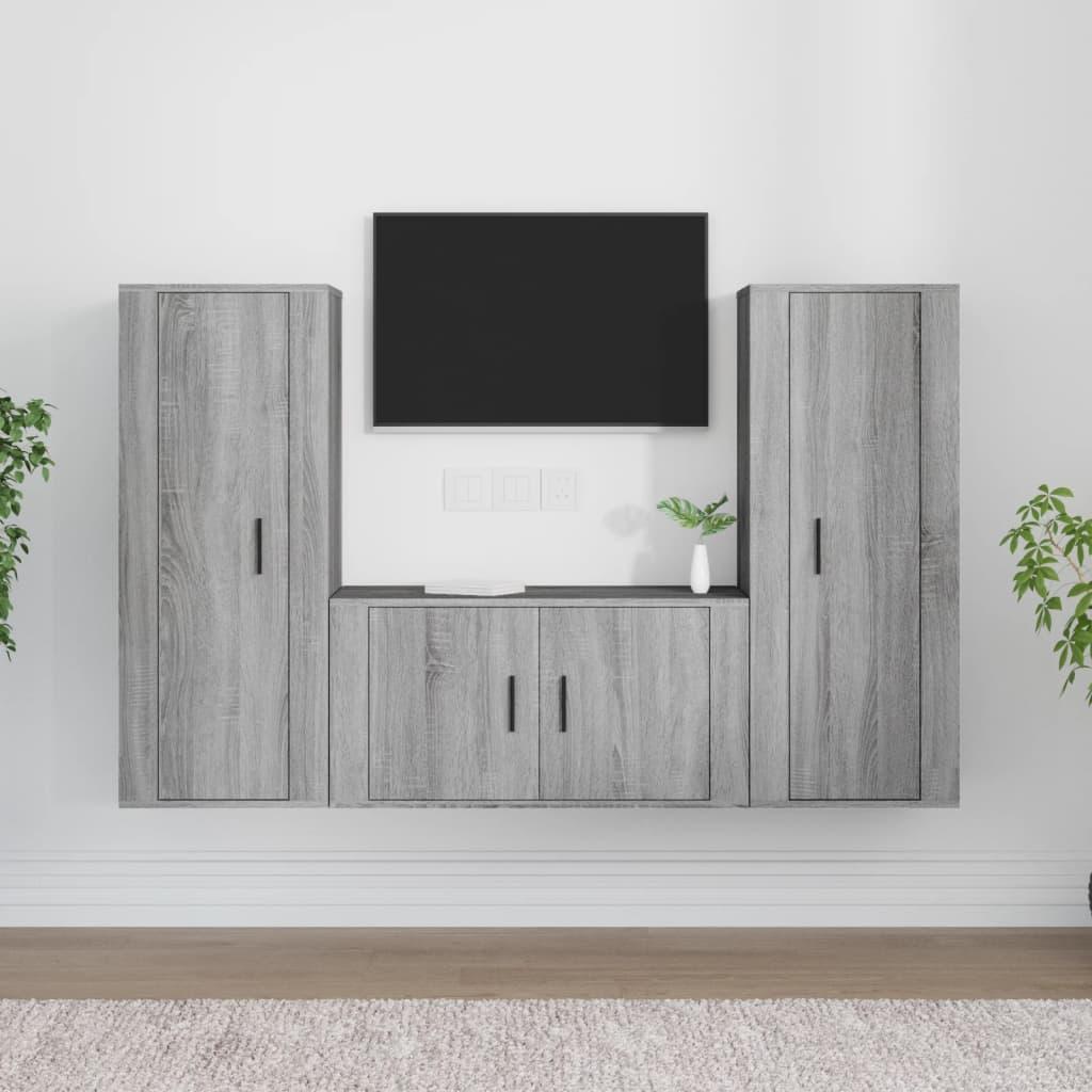 3 Piece TV Cabinet Set Grey Sonoma Engineered Wood