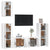 5 Piece TV Cabinet Set White Engineered Wood