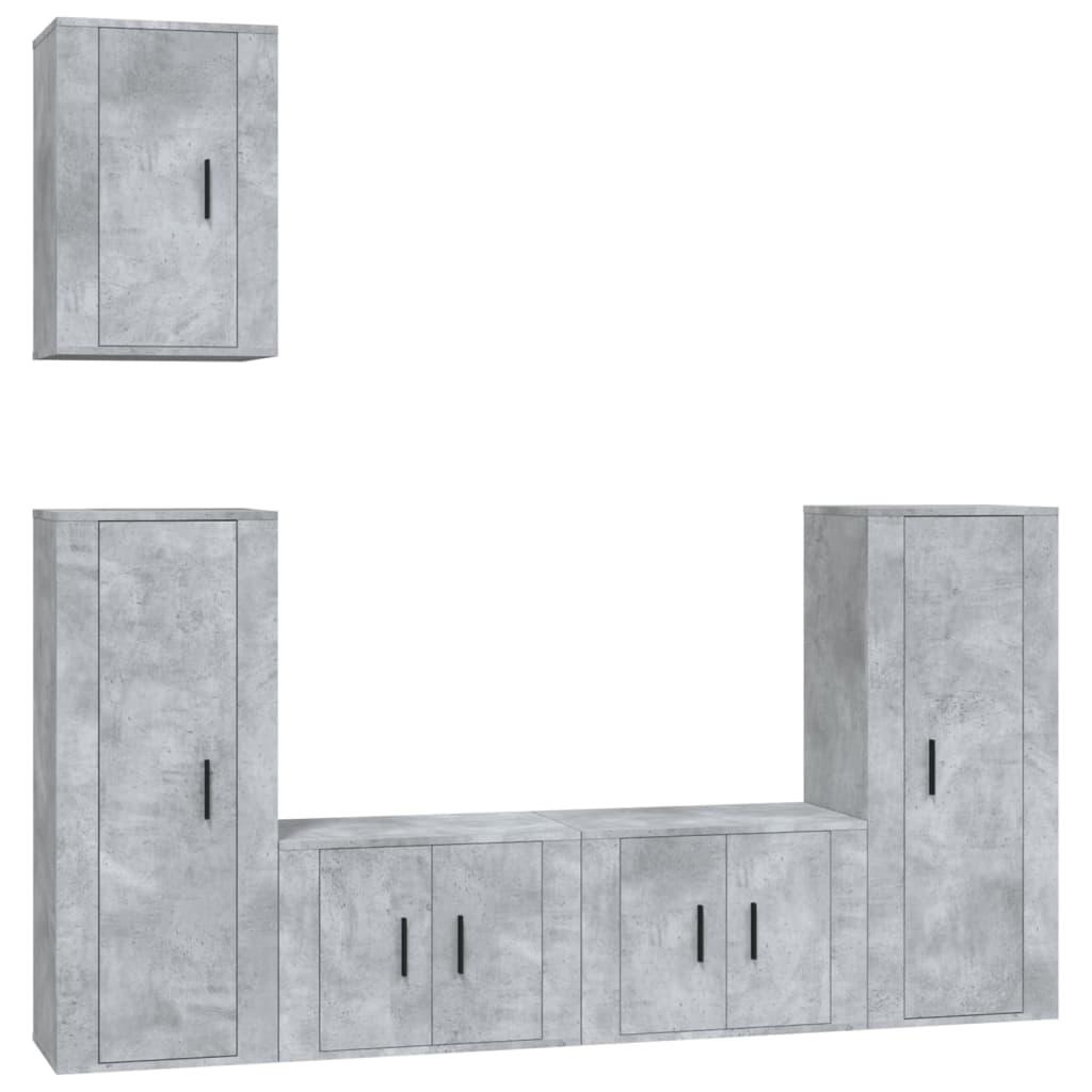 5 Piece TV Cabinet Set Concrete Grey Engineered Wood