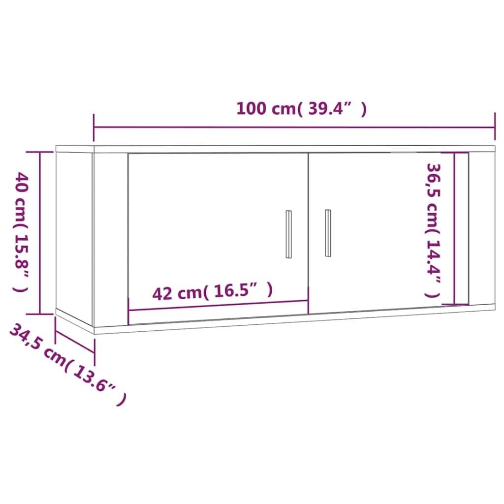 4 Piece TV Cabinet Set White Engineered Wood