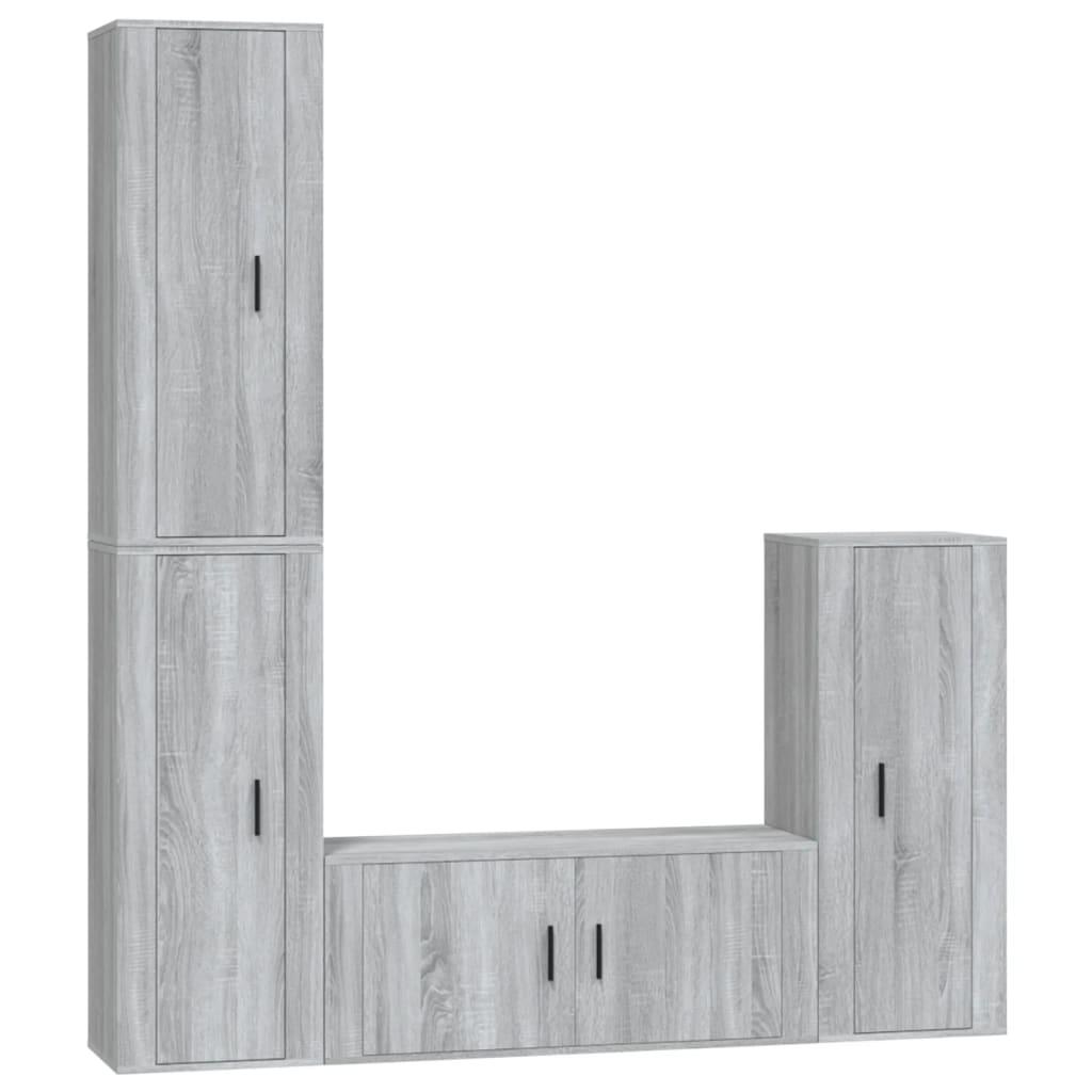 4 Piece TV Cabinet Set Grey Sonoma Engineered Wood