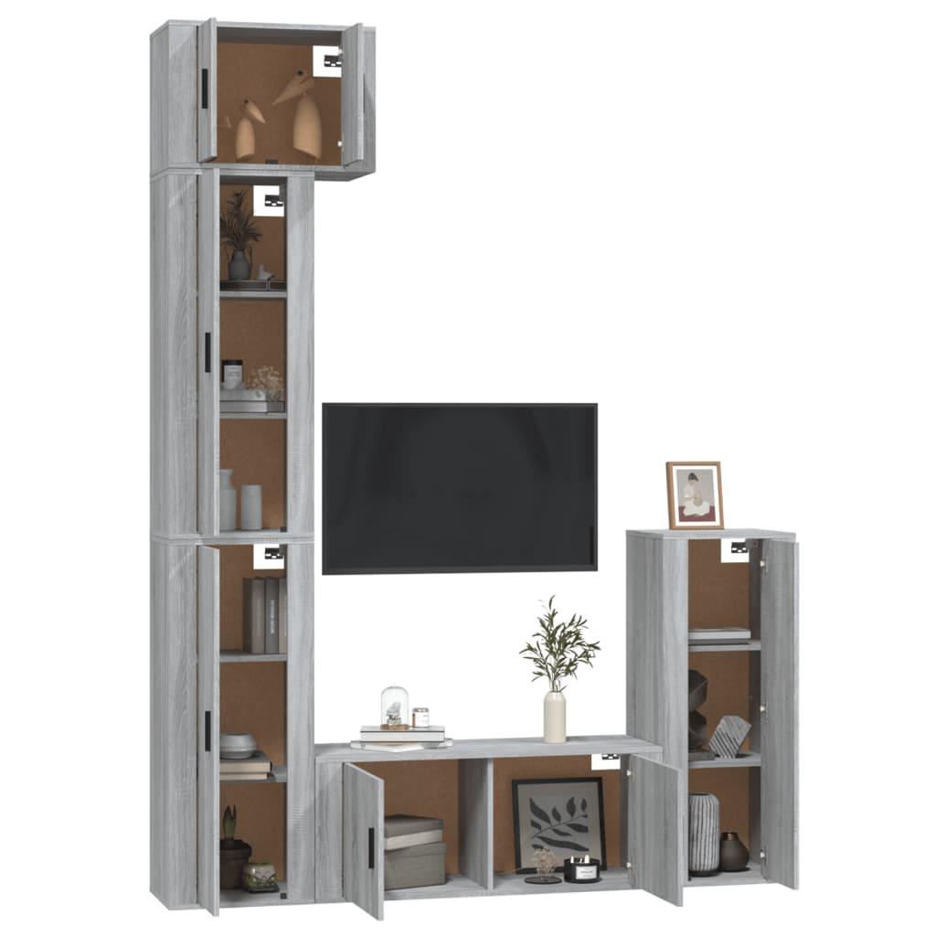 5 Piece TV Cabinet Set Grey Sonoma Engineered Wood