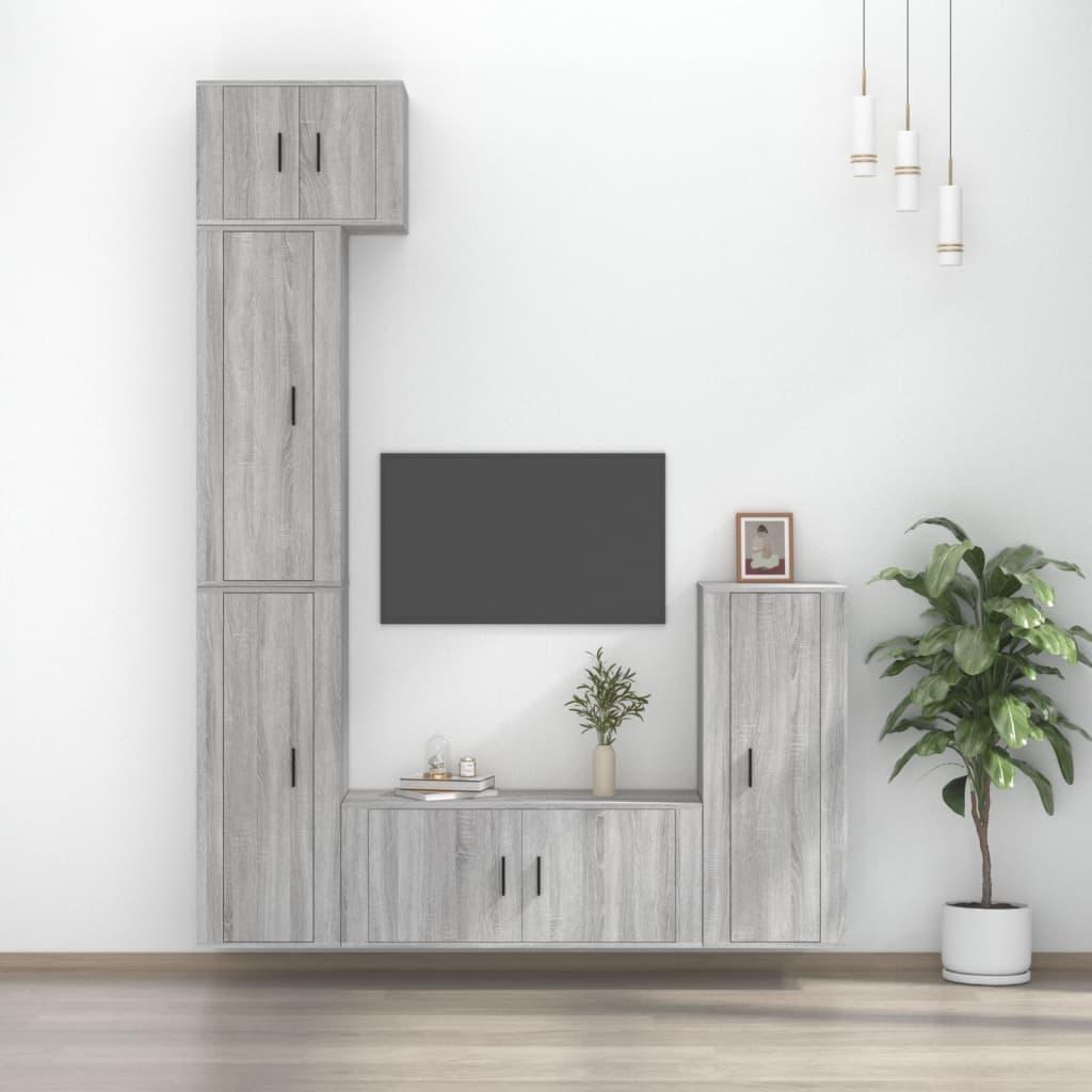 5 Piece TV Cabinet Set Grey Sonoma Engineered Wood