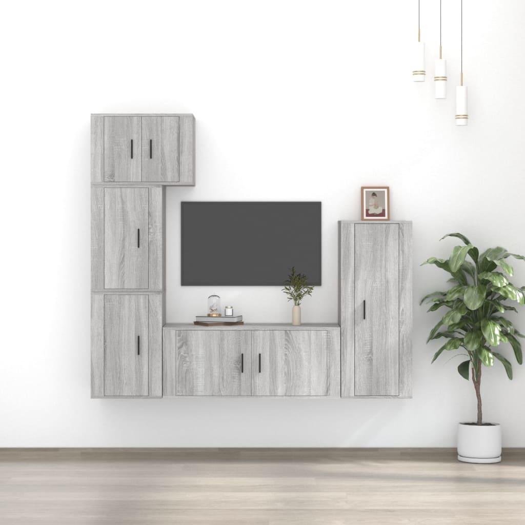 5 Piece TV Cabinet Set Grey Sonoma Engineered Wood