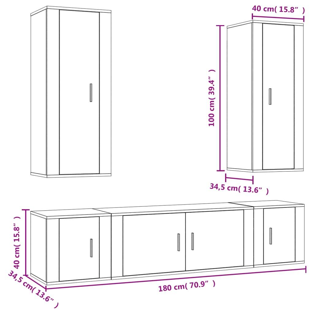 5 Piece TV Cabinet Set Grey Sonoma Engineered Wood