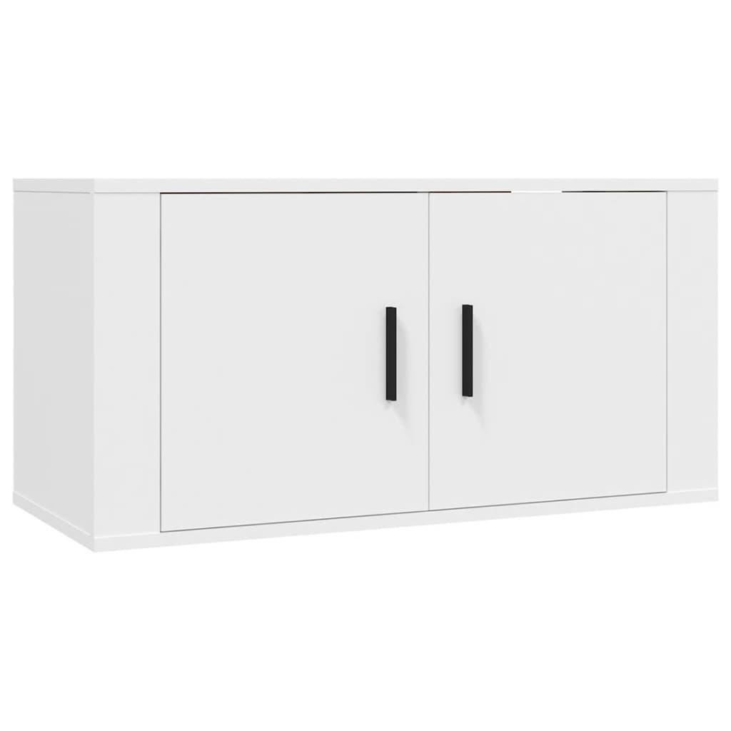 6 Piece TV Cabinet Set White Engineered Wood