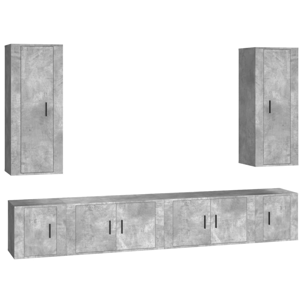 6 Piece TV Cabinet Set Concrete Grey Engineered Wood