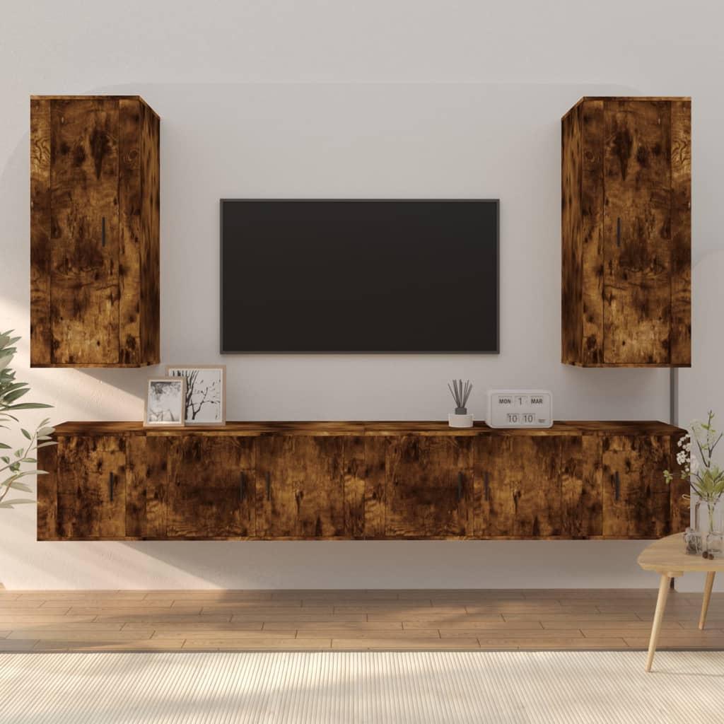 6 Piece TV Cabinet Set Smoked Oak Engineered Wood