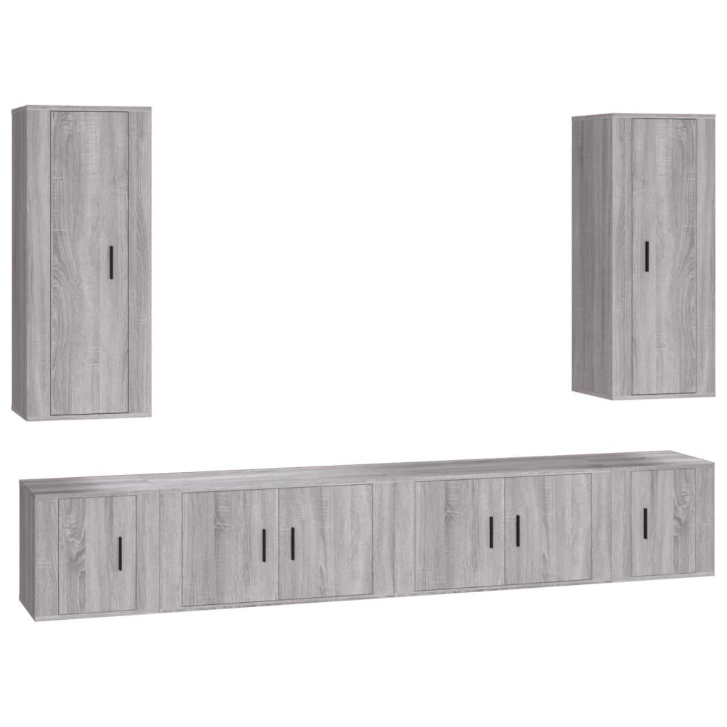 6 Piece TV Cabinet Set Grey Sonoma Engineered Wood