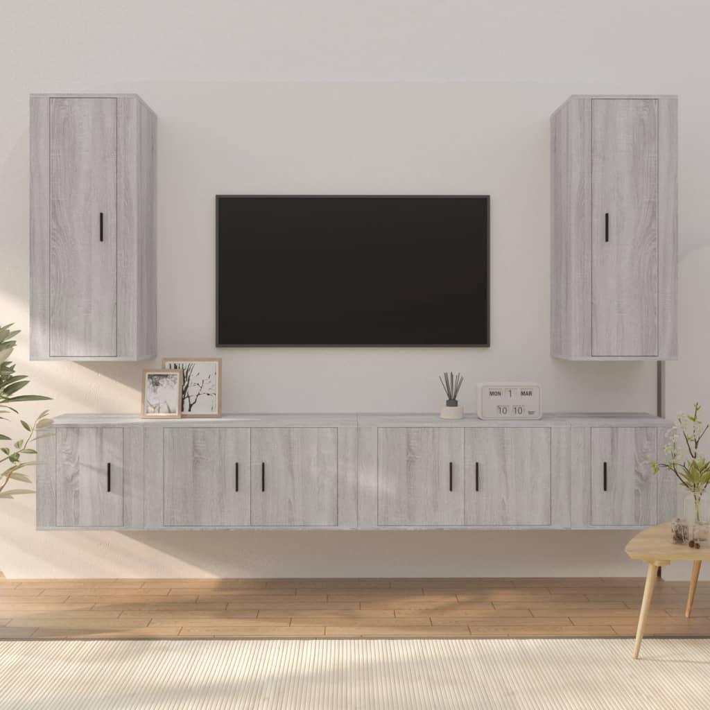 6 Piece TV Cabinet Set Grey Sonoma Engineered Wood