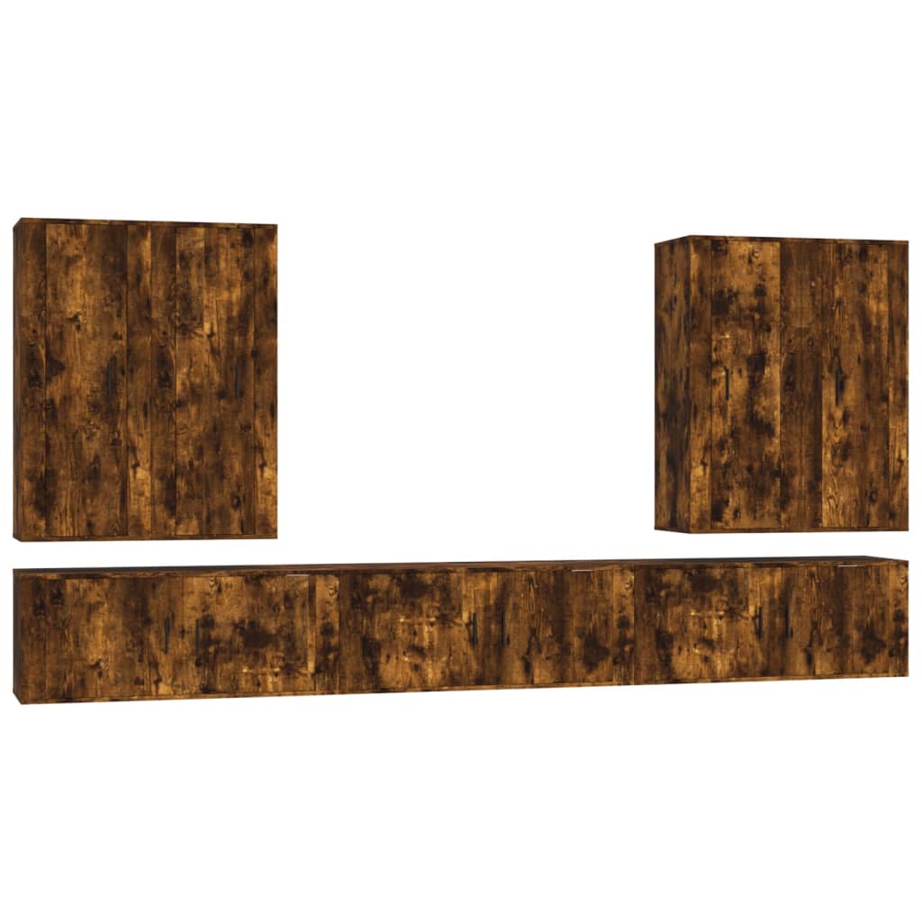 7 Piece TV Cabinet Set Smoked Oak Engineered Wood