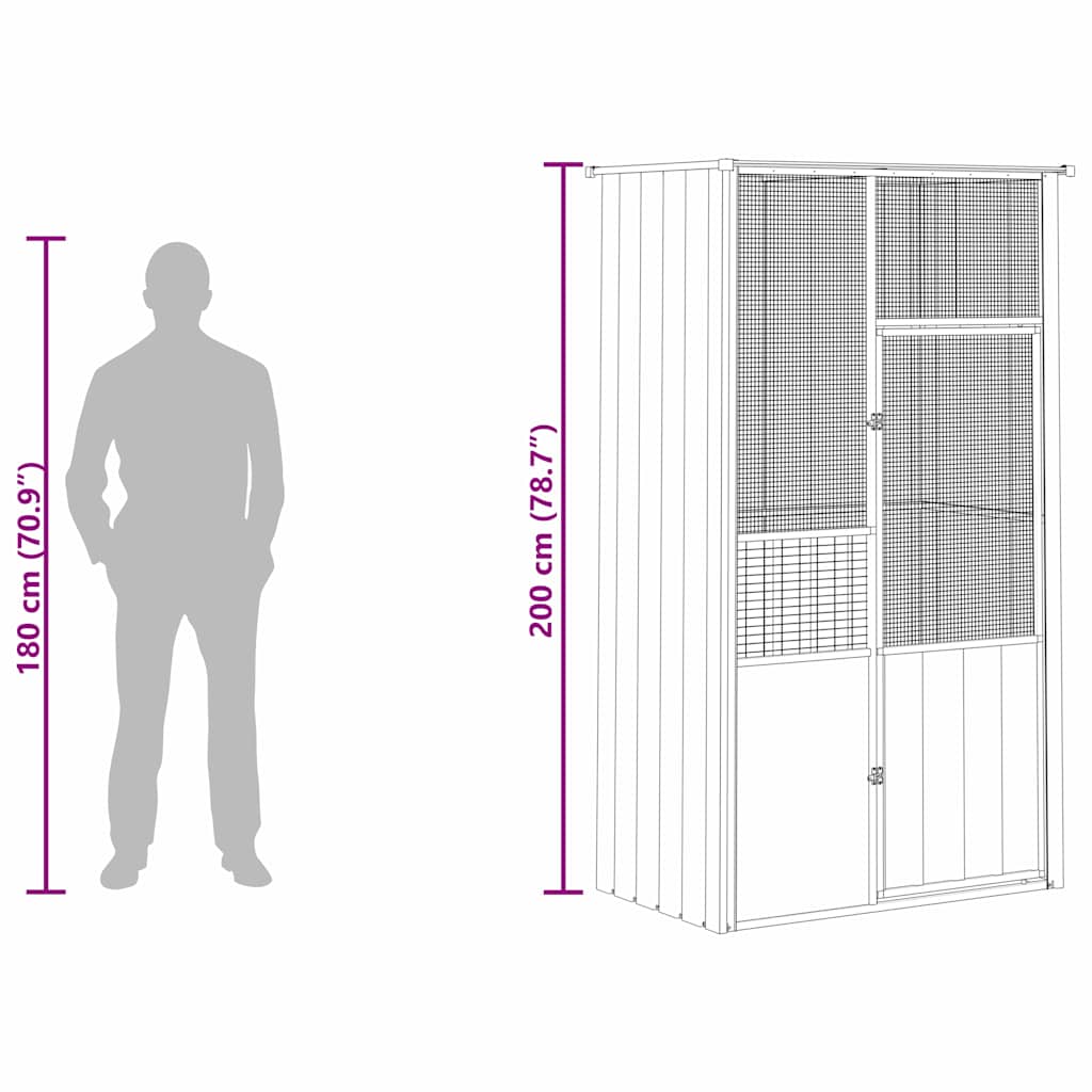 Bird Cage Grey 115x78x200 cm Galvanised Steel