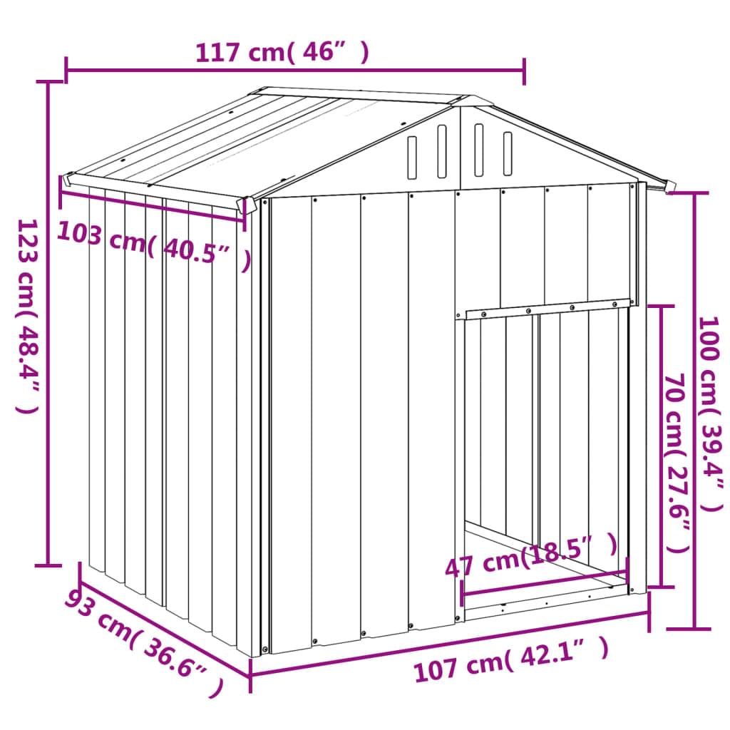 Dog House with Roof Light Grey 117x103x123 cm Galvanised Steel