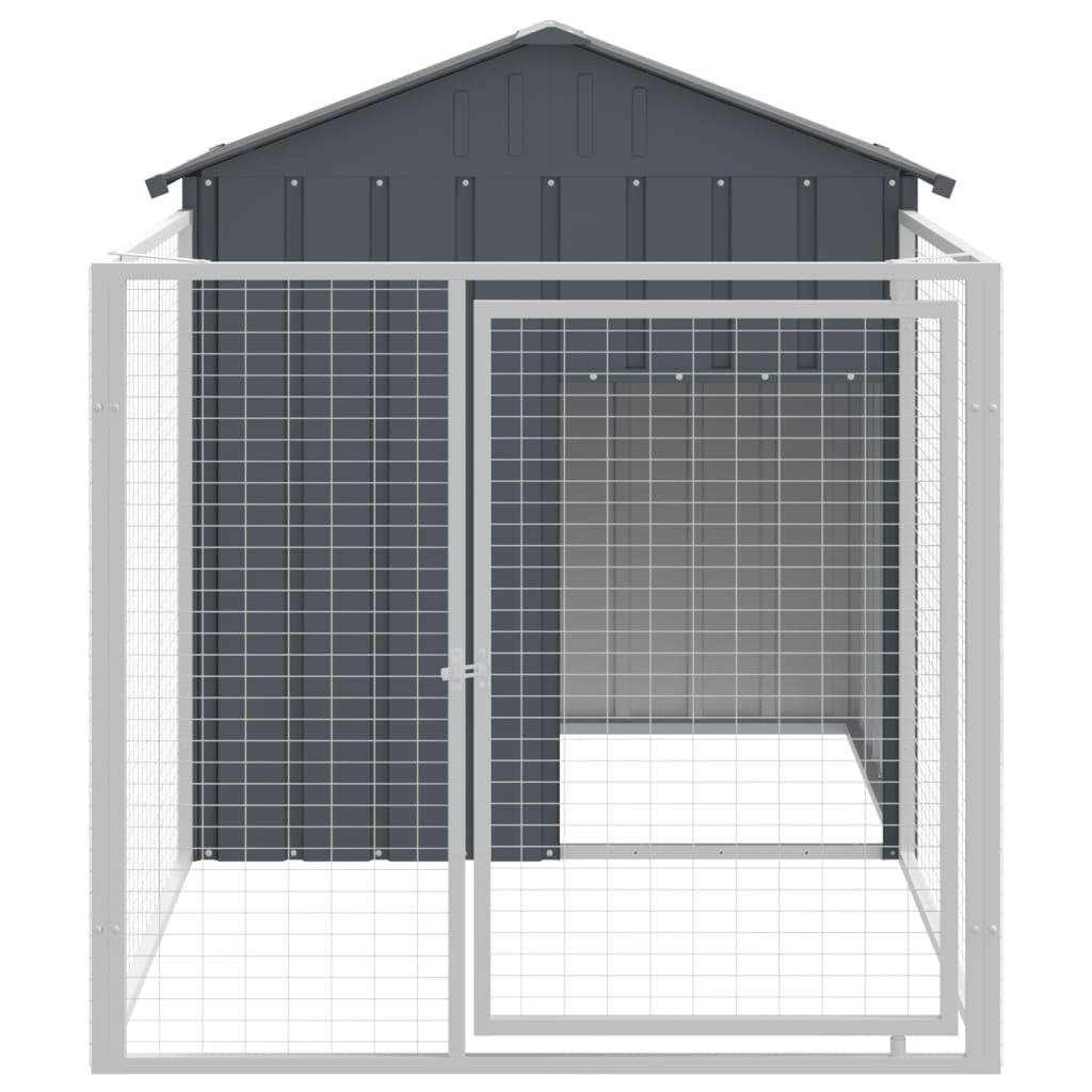 Dog House with Run Anthracite 117x201x123 cm Galvanised Steel