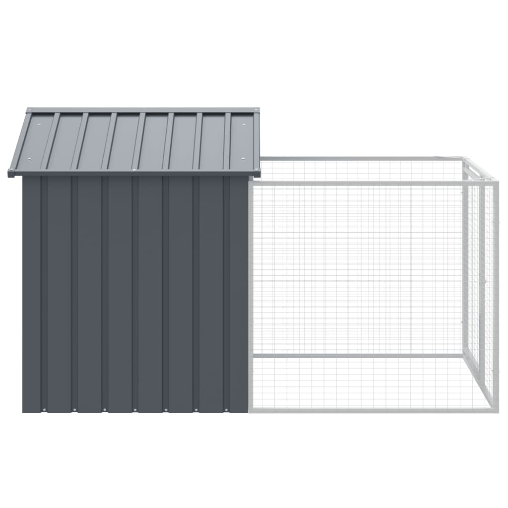 Dog House with Run Anthracite 117x201x123 cm Galvanised Steel