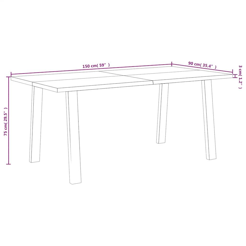 Dining Table 150x90x75 cm Solid Wood Acacia