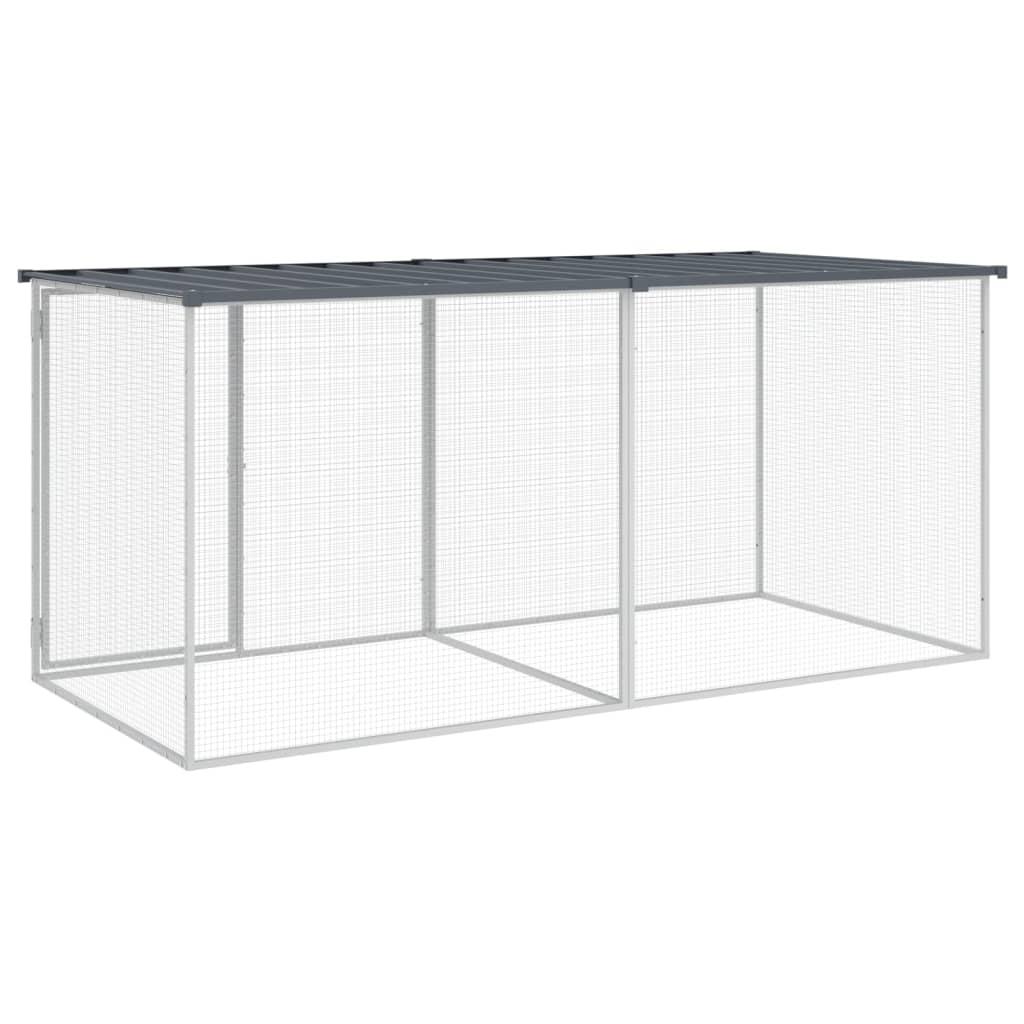 Chicken Cage with Roof Anthracite 203x98x90 cm Galvanised Steel