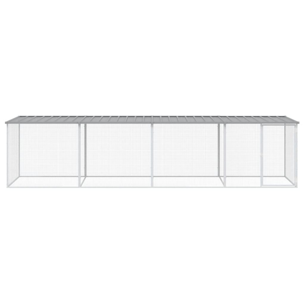 Chicken Cage with Roof Light Grey 403x98x90 cm Galvanised Steel