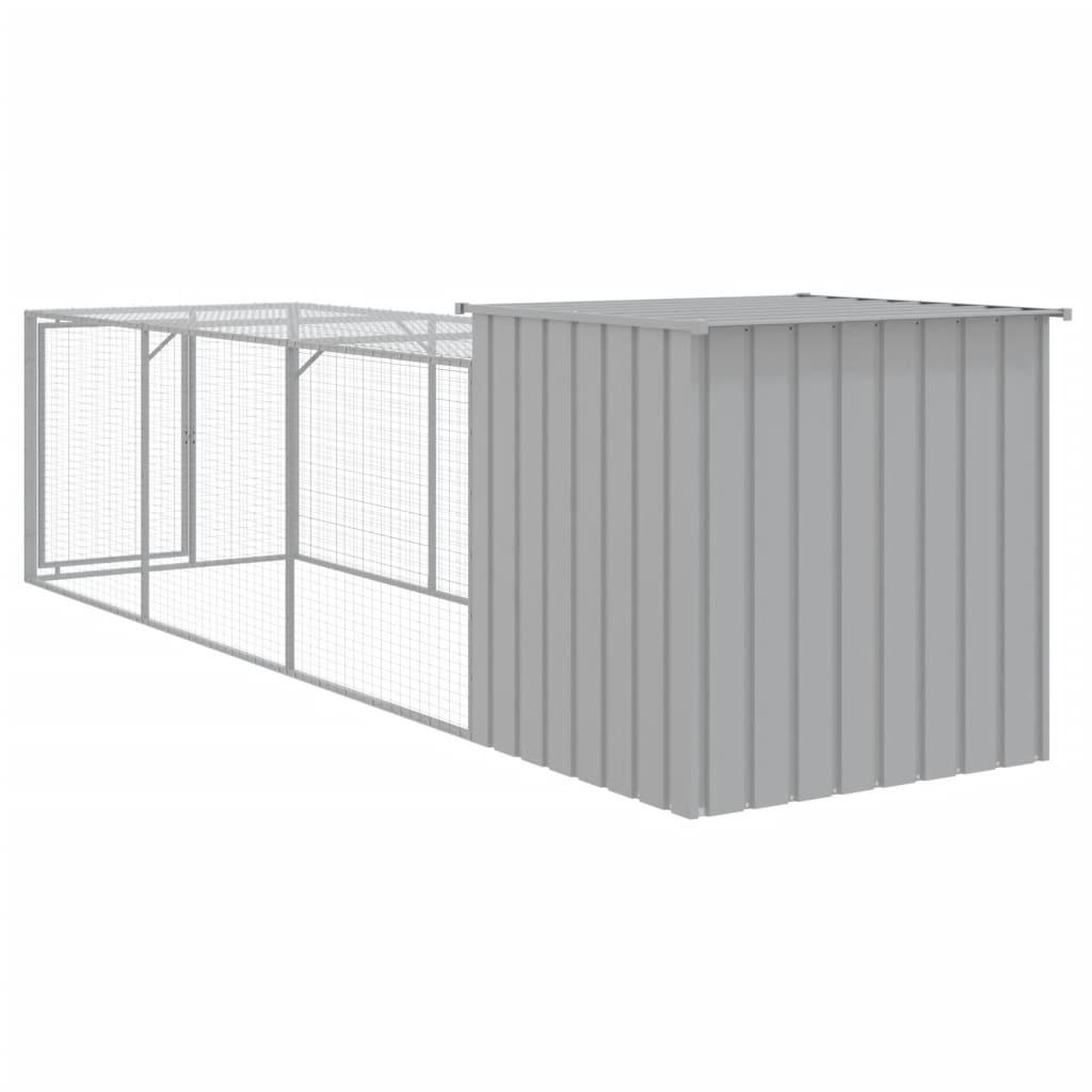 Chicken Cage with Run Light Grey 110x405x110 cm Galvanised Steel