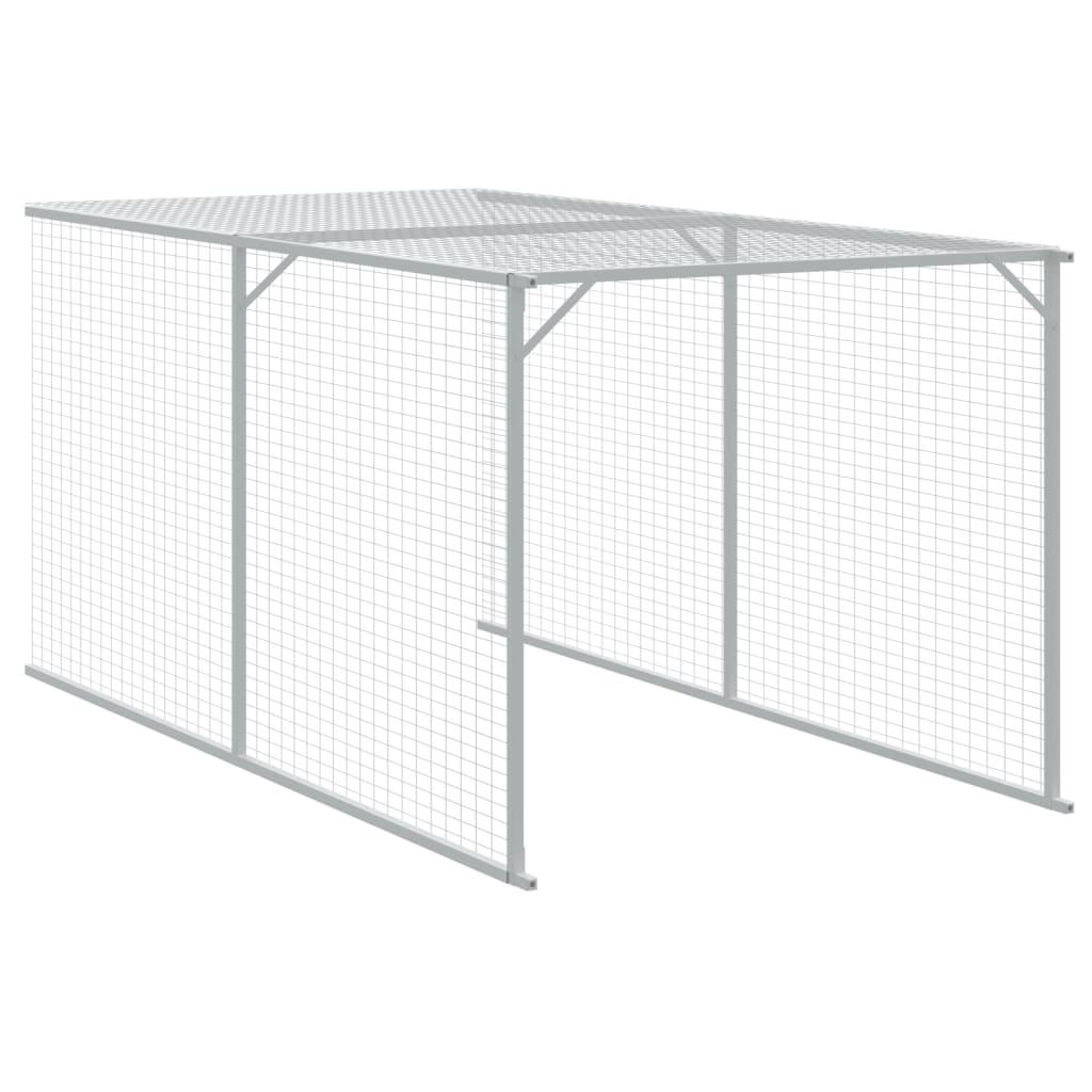 Chicken Cage with Run Light Grey 110x405x110 cm Galvanised Steel