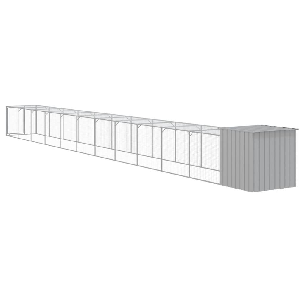 Chicken Cage with Run Light Grey 110x1221x110 cm Galvanised Steel