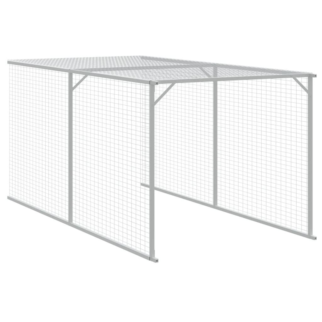 Chicken Cage with Run Light Grey 110x1221x110 cm Galvanised Steel