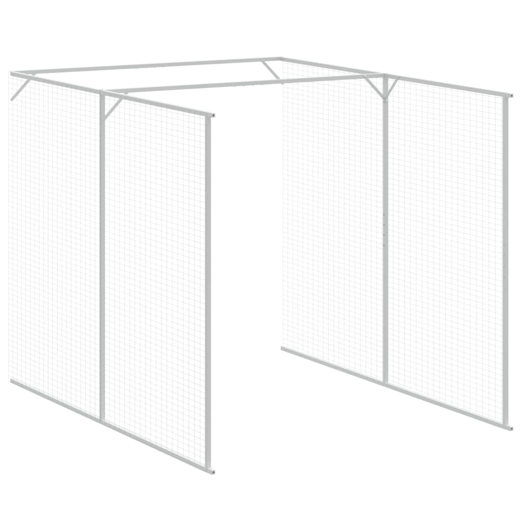 Dog House with Run Light Grey 165x863x181 cm Galvanised Steel