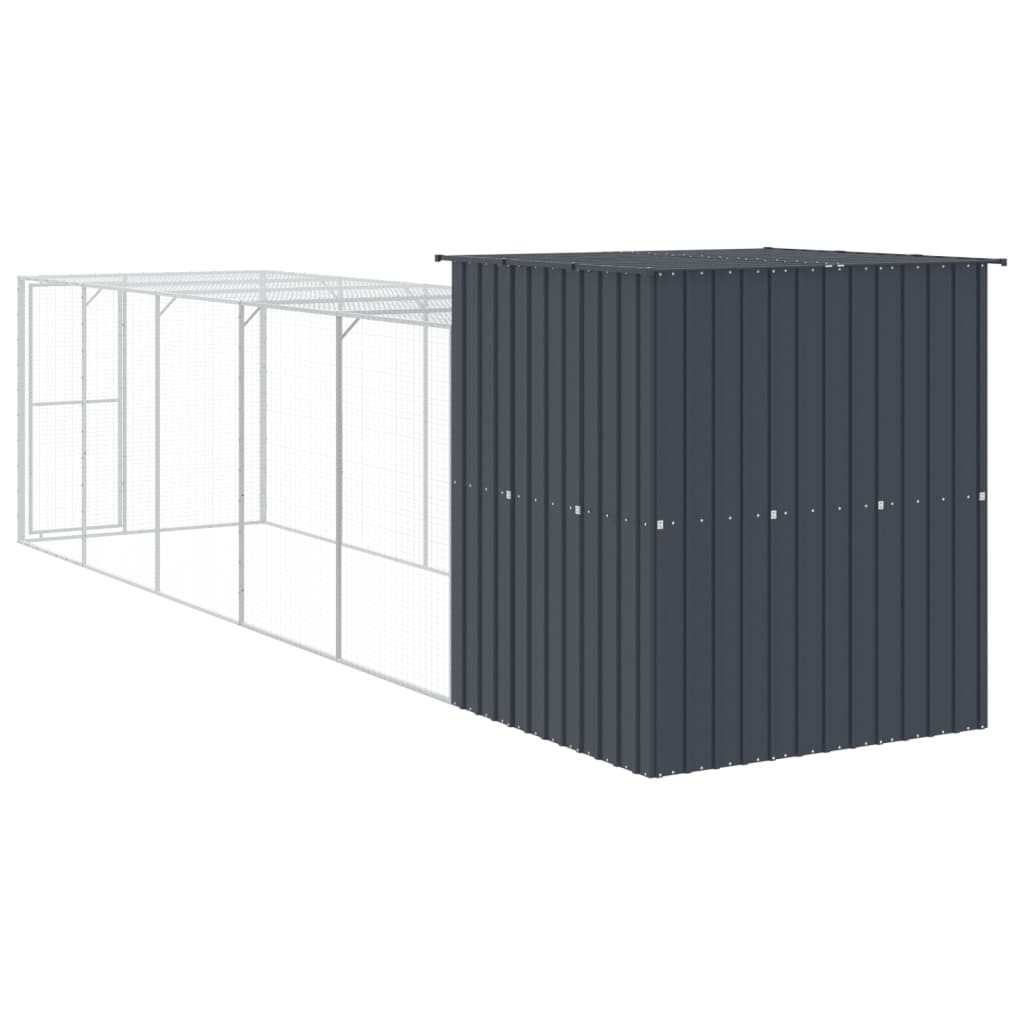 Chicken Cage with Run Anthracite 165x659x181 cm Galvanised Steel