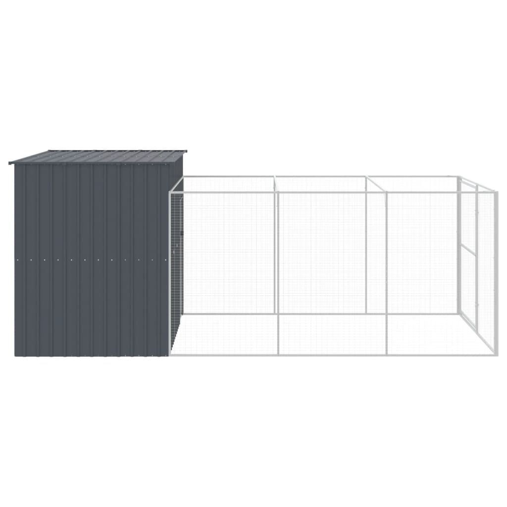 Dog House with Run Anthracite 214x457x181 cm Galvanised Steel