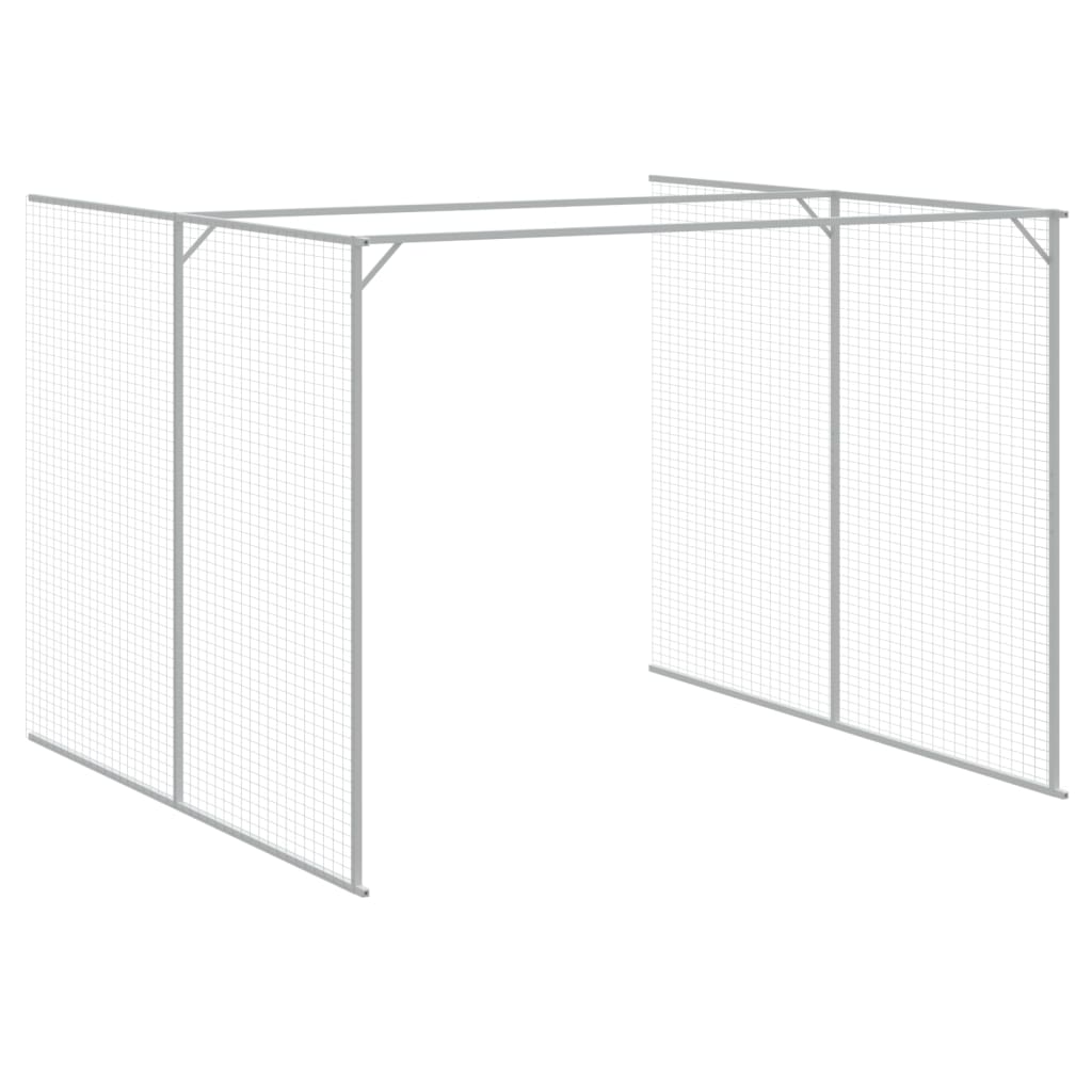 Dog House with Run Light Grey 214x865x181 cm Galvanised Steel