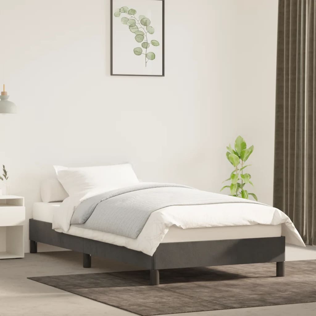 Bed Frame without Mattress Dark Grey King Single Velvet