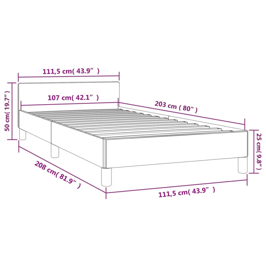 Bed Frame without Mattress Black King Single Size Fabric