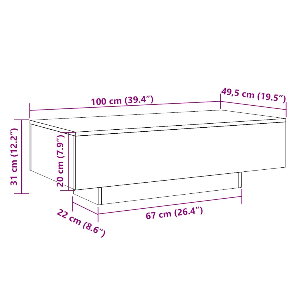 Coffee Table Concrete Grey 100x49.5x31 cm Engineered Wood