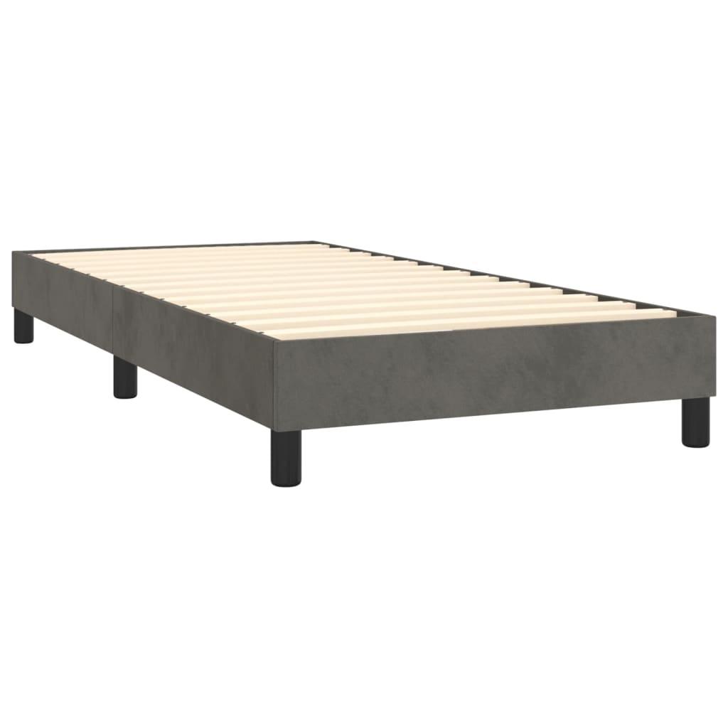 Box Spring Bed without Mattress Dark Grey King Single Size Velvet