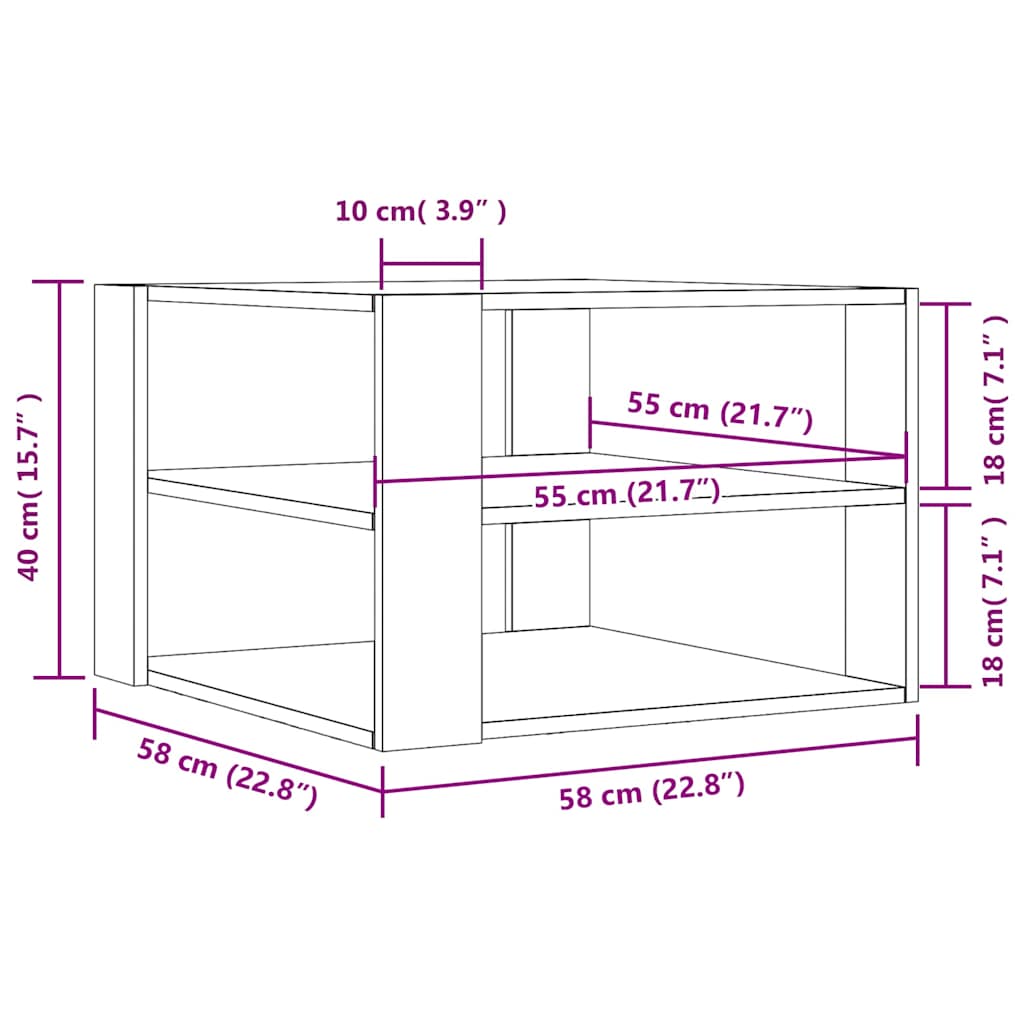 Coffee Table White 58x58x40 cm Engineered Wood