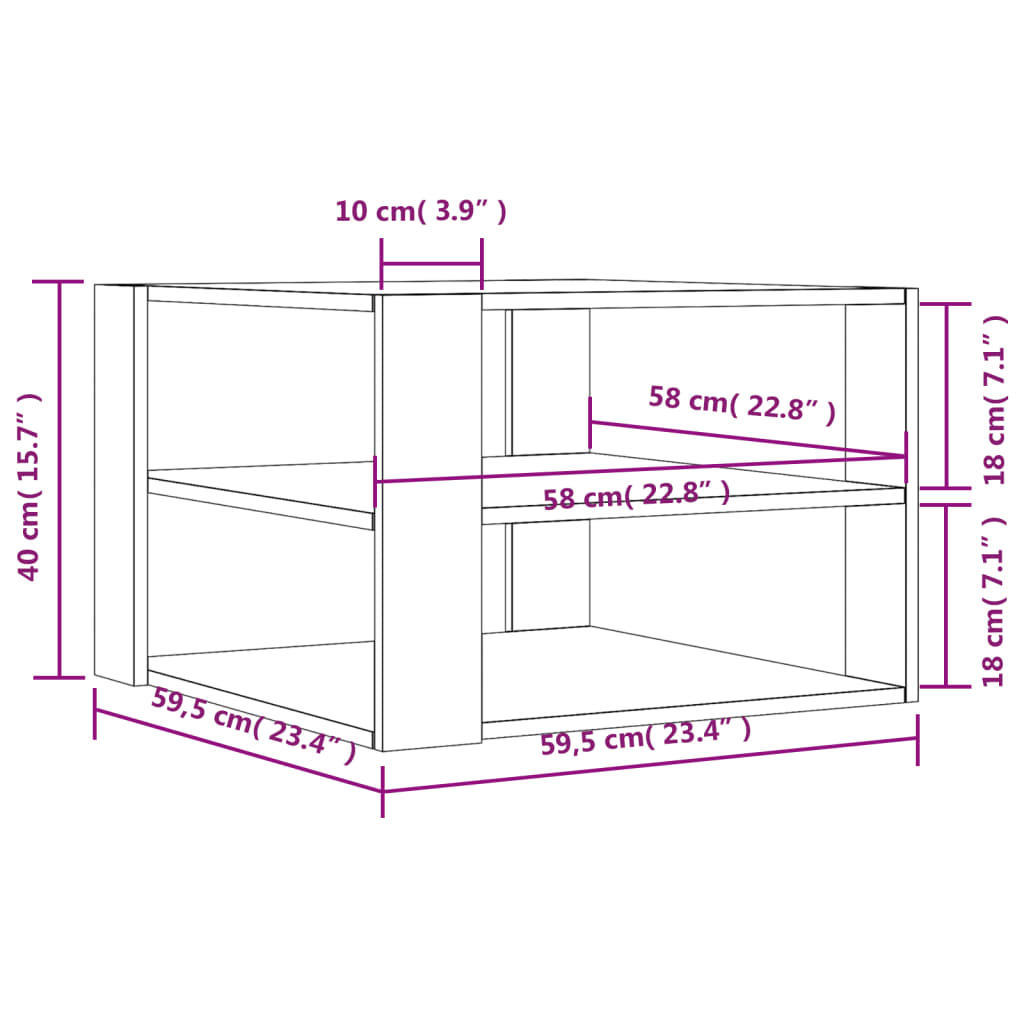 Coffee Table White 59.5x59.5x40 cm Engineered Wood