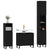 3 Piece Bathroom Furniture Set Black Engineered Wood