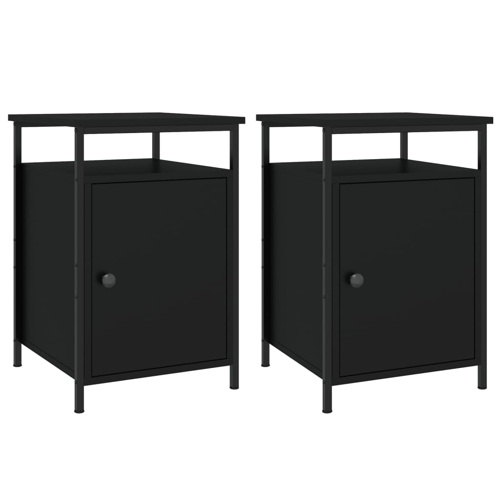 Bedside Cabinets 2 pcs Black 40x42x60 cm Engineered Wood