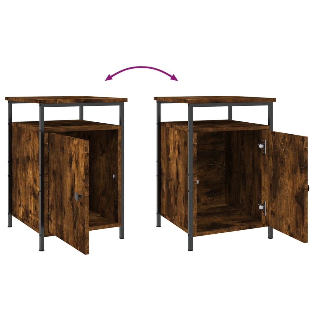 Bedside Cabinets 2 pcs Smoked Oak 40x42x60 cm Engineered Wood