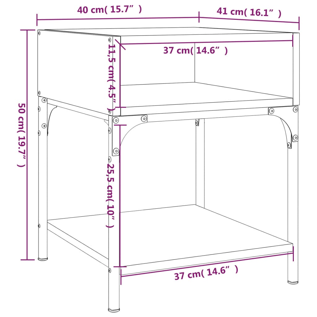 Bedside Table Black 40x41x50 cm Engineered Wood