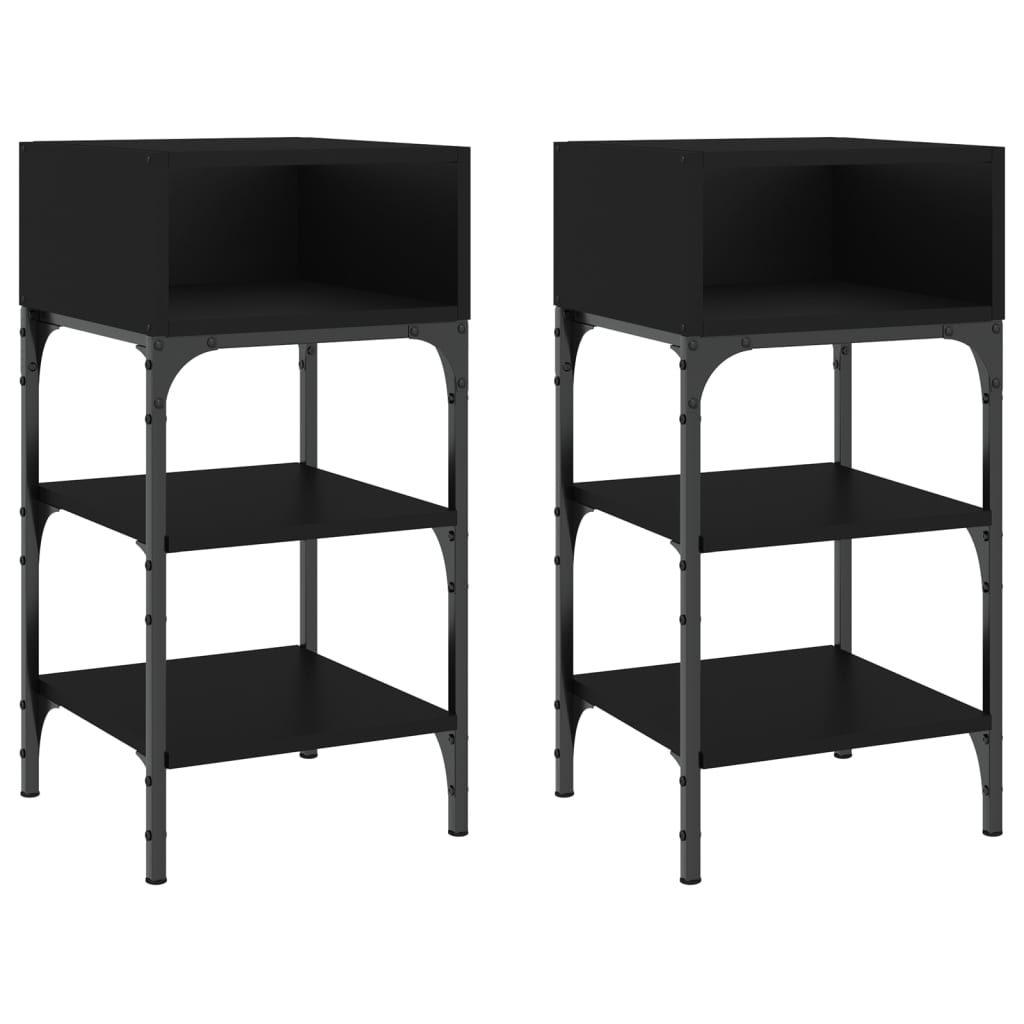 Bedside Tables 2 pcs Black 35x34.5x70 cm Engineered Wood