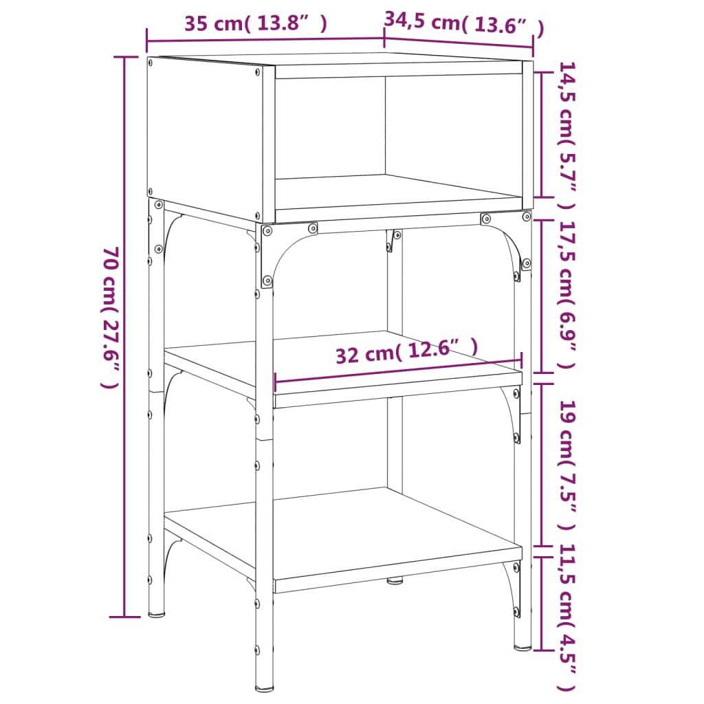 Bedside Tables 2 pcs Black 35x34.5x70 cm Engineered Wood