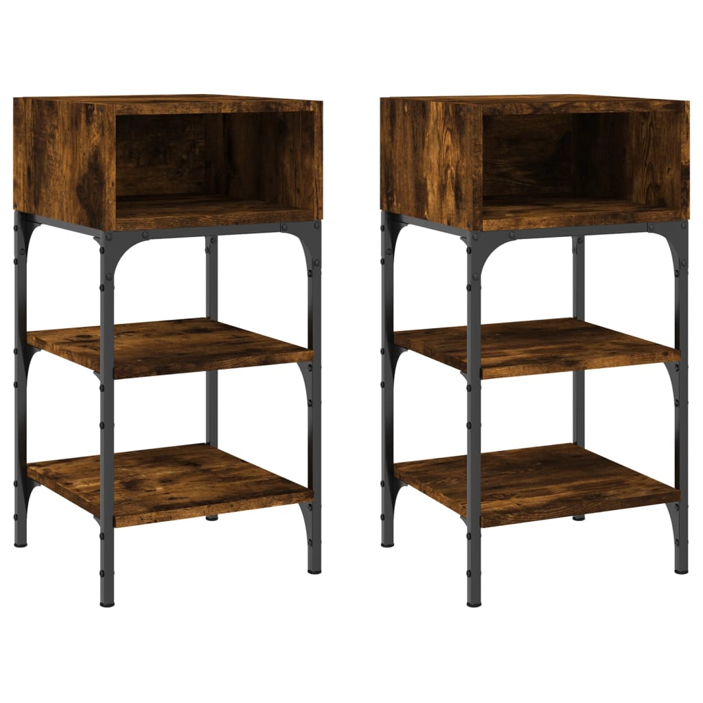 Bedside Tables 2 pcs Smoked Oak 35x34.5x70 cm Engineered Wood